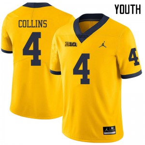 #4 Nico Collins Michigan Wolverines Jordan Brand Youth Player Jerseys Yellow