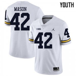 #42 Ben Mason University of Michigan Jordan Brand Youth University Jerseys White