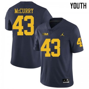 #43 Jake McCurry Wolverines Jordan Brand Youth Official Jerseys Navy