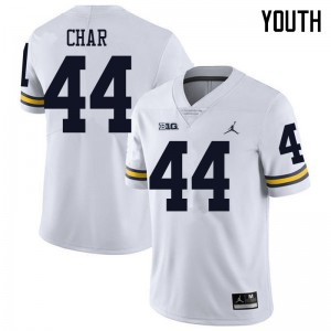 #44 Jared Char Michigan Jordan Brand Youth Embroidery Jersey White