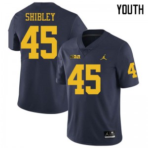 #45 Adam Shibley Wolverines Jordan Brand Youth Stitch Jersey Navy
