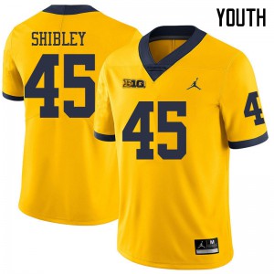 #45 Adam Shibley Michigan Wolverines Jordan Brand Youth NCAA Jersey Yellow