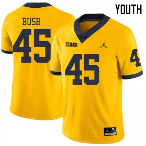 #45 Peter Bush Wolverines Jordan Brand Youth Stitch Jerseys Yellow