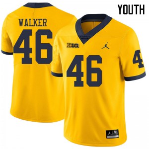#46 Kareem Walker University of Michigan Jordan Brand Youth Stitch Jerseys Yellow