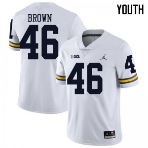 #46 Matt Brown Wolverines Jordan Brand Youth Official Jersey White