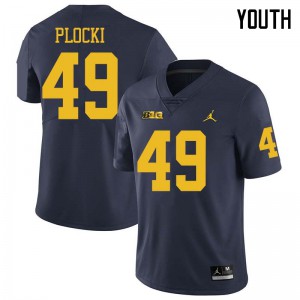#49 Tyler Plocki Michigan Jordan Brand Youth NCAA Jerseys Navy