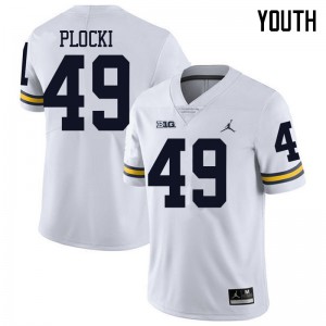 #49 Tyler Plocki University of Michigan Jordan Brand Youth Embroidery Jerseys White