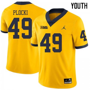 #49 Tyler Plocki University of Michigan Jordan Brand Youth Stitch Jerseys Yellow