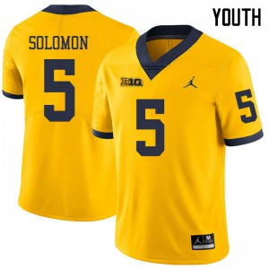 #5 Aubrey Solomon Michigan Jordan Brand Youth Embroidery Jerseys Yellow