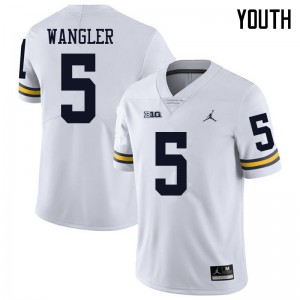 #5 Jared Wangler Michigan Wolverines Jordan Brand Youth Football Jersey White