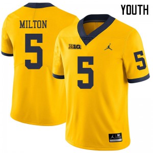 #5 Joe Milton Michigan Wolverines Jordan Brand Youth Stitch Jerseys Yellow