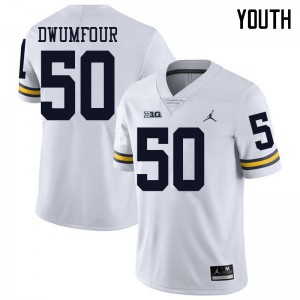 #50 Michael Dwumfour Michigan Jordan Brand Youth University Jerseys White