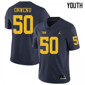 #50 Michael Onwenu University of Michigan Jordan Brand Youth Official Jersey Navy