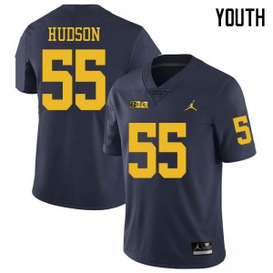 #55 James Hudson Michigan Jordan Brand Youth Stitch Jerseys Navy