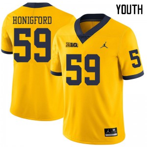 #59 Joel Honigford Michigan Wolverines Jordan Brand Youth High School Jerseys Yellow