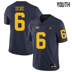 #6 Josh Uche Wolverines Jordan Brand Youth Stitch Jersey Navy
