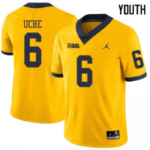 #6 Josh Uche University of Michigan Jordan Brand Youth Football Jersey Yellow