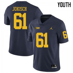 #61 Dan Jokisch Michigan Jordan Brand Youth Football Jersey Navy