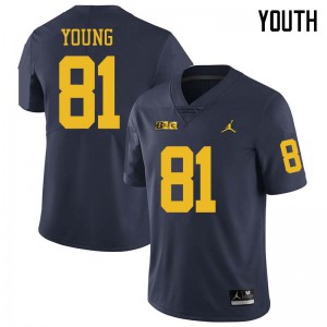 #81 Jack Young Michigan Jordan Brand Youth Embroidery Jerseys Navy