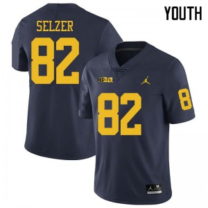 #82 Carter Selzer Michigan Wolverines Jordan Brand Youth High School Jersey Navy