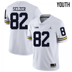 #82 Carter Selzer Michigan Wolverines Jordan Brand Youth Football Jersey White