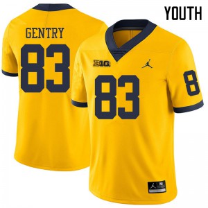 #83 Zach Gentry University of Michigan Jordan Brand Youth University Jersey Yellow