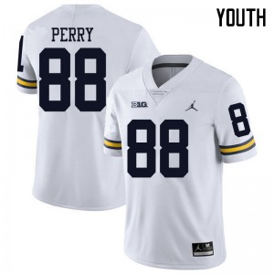 #88 Grant Perry Michigan Jordan Brand Youth Official Jersey White