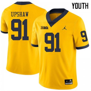 #91 Taylor Upshaw Michigan Jordan Brand Youth Player Jerseys Yellow