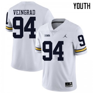 #94 Ryan Veingrad Michigan Jordan Brand Youth Stitched Jersey White