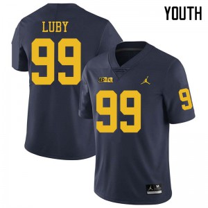 #99 John Luby Wolverines Jordan Brand Youth Official Jerseys Navy
