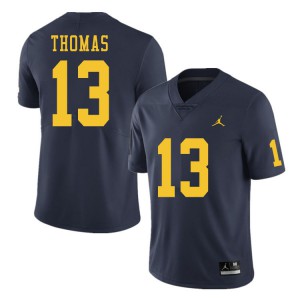 #13 Charles Thomas Michigan Jordan Brand Men's NCAA Jersey Navy
