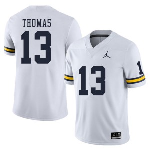 #13 Charles Thomas Michigan Wolverines Jordan Brand Men's Alumni Jerseys White