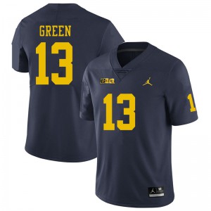 #13 German Green Michigan Wolverines Jordan Brand Men's University Jerseys Navy