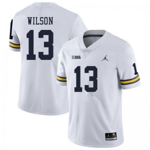 #13 Tru Wilson Michigan Jordan Brand Men's Embroidery Jerseys White