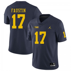 #17 Sammy Faustin Wolverines Jordan Brand Men's Football Jerseys Navy