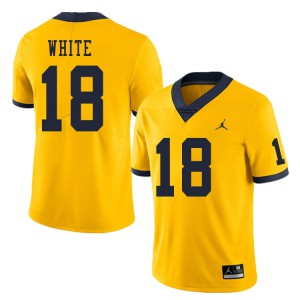 #18 Brendan White Michigan Jordan Brand Men's Stitch Jersey Yellow