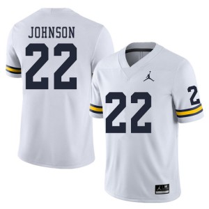 #22 George Johnson Michigan Jordan Brand Men's Official Jerseys White