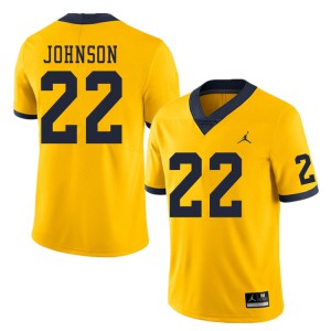 #22 George Johnson Michigan Jordan Brand Men's Football Jerseys Yellow