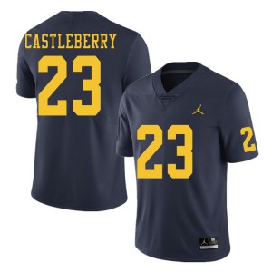 #23 Jordan Castleberry University of Michigan Jordan Brand Men's NCAA Jersey Navy