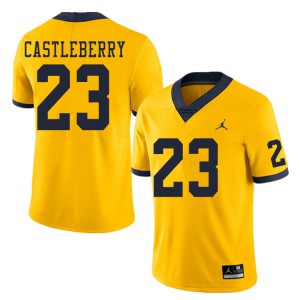 #23 Jordan Castleberry University of Michigan Jordan Brand Men's Official Jersey Yellow