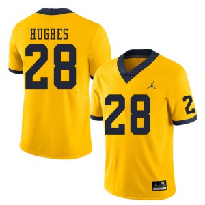 #28 Danny Hughes Michigan Wolverines Jordan Brand Men's Football Jerseys Yellow
