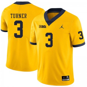 #3 Christian Turner Michigan Jordan Brand Men's College Jersey Yellow