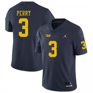 #3 Jalen Perry Michigan Wolverines Jordan Brand Men's Stitched Jersey Navy