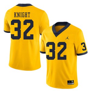 #32 Nolan Knight Michigan Jordan Brand Men's University Jerseys Yellow