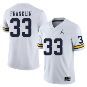 #33 Leon Franklin Michigan Jordan Brand Men's Stitch Jerseys White