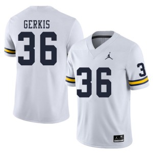 #36 Izaak Gerkis University of Michigan Jordan Brand Men's Official Jerseys White