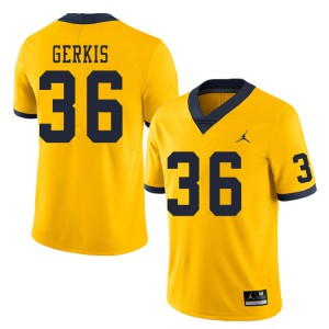 #36 Izaak Gerkis Michigan Wolverines Jordan Brand Men's Stitch Jersey Yellow