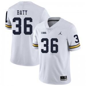 #36 Ramsey Baty Michigan Wolverines Jordan Brand Men's Stitch Jersey White