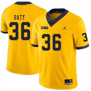 #36 Ramsey Baty Michigan Jordan Brand Men's College Jersey Yellow