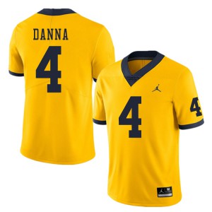#4 Michael Danna Michigan Jordan Brand Men's Official Jerseys Yellow